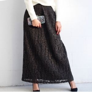 Stunning Banana Republic olive green lace maxi skirt, micro pleats, size 0